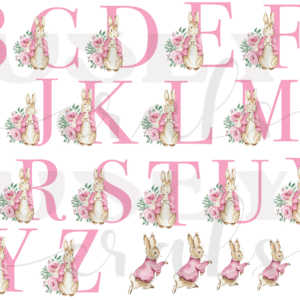 ABC Conejos rosa-UV-dtf