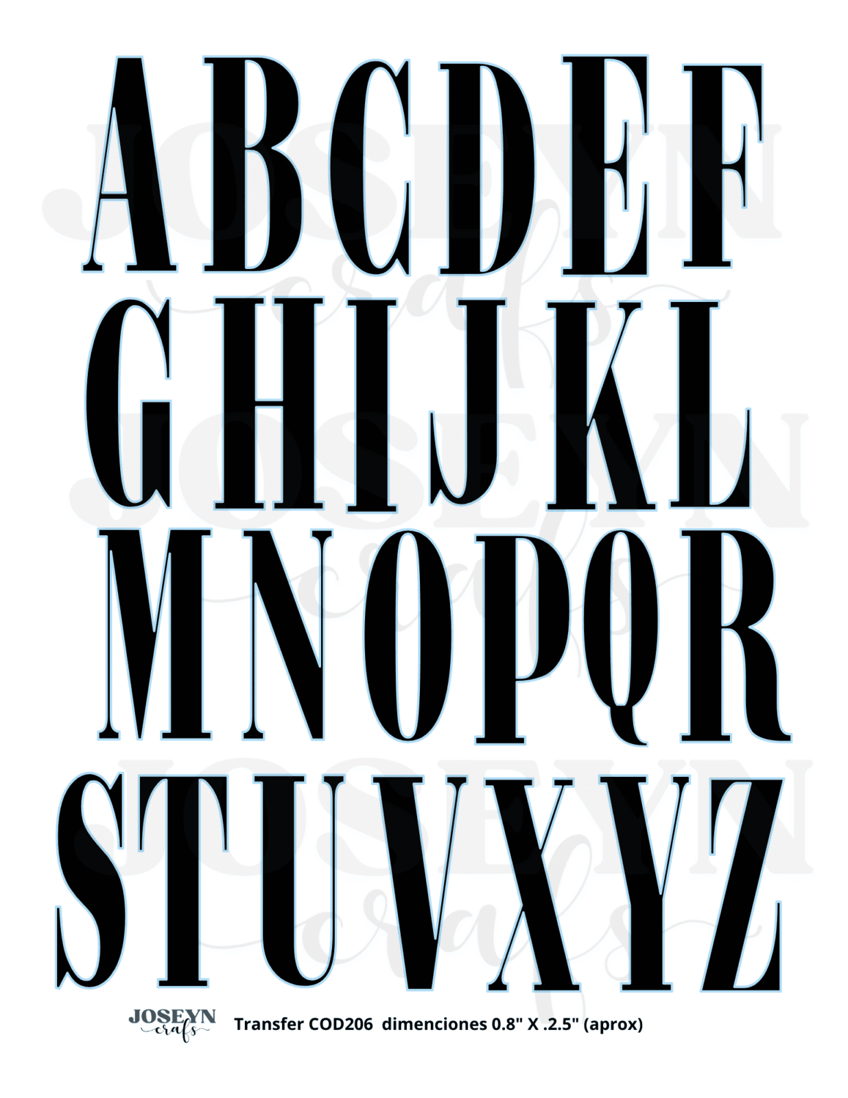 Calcomanía hidrotransferible – ABC03– Código206