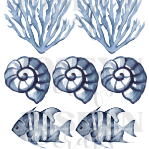 Calcomanía hidrotransferible – Algas y Pez-Código235