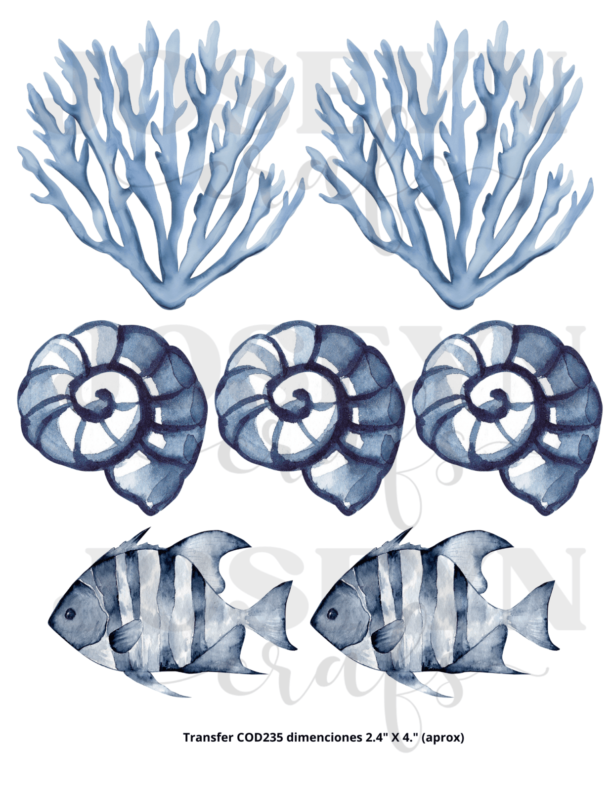 Calcomanía hidrotransferible – Algas y Pez-Código235