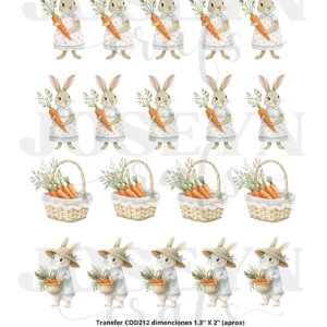Calcomanía hidrotransferible – Conejitos Zanahorias-Código212