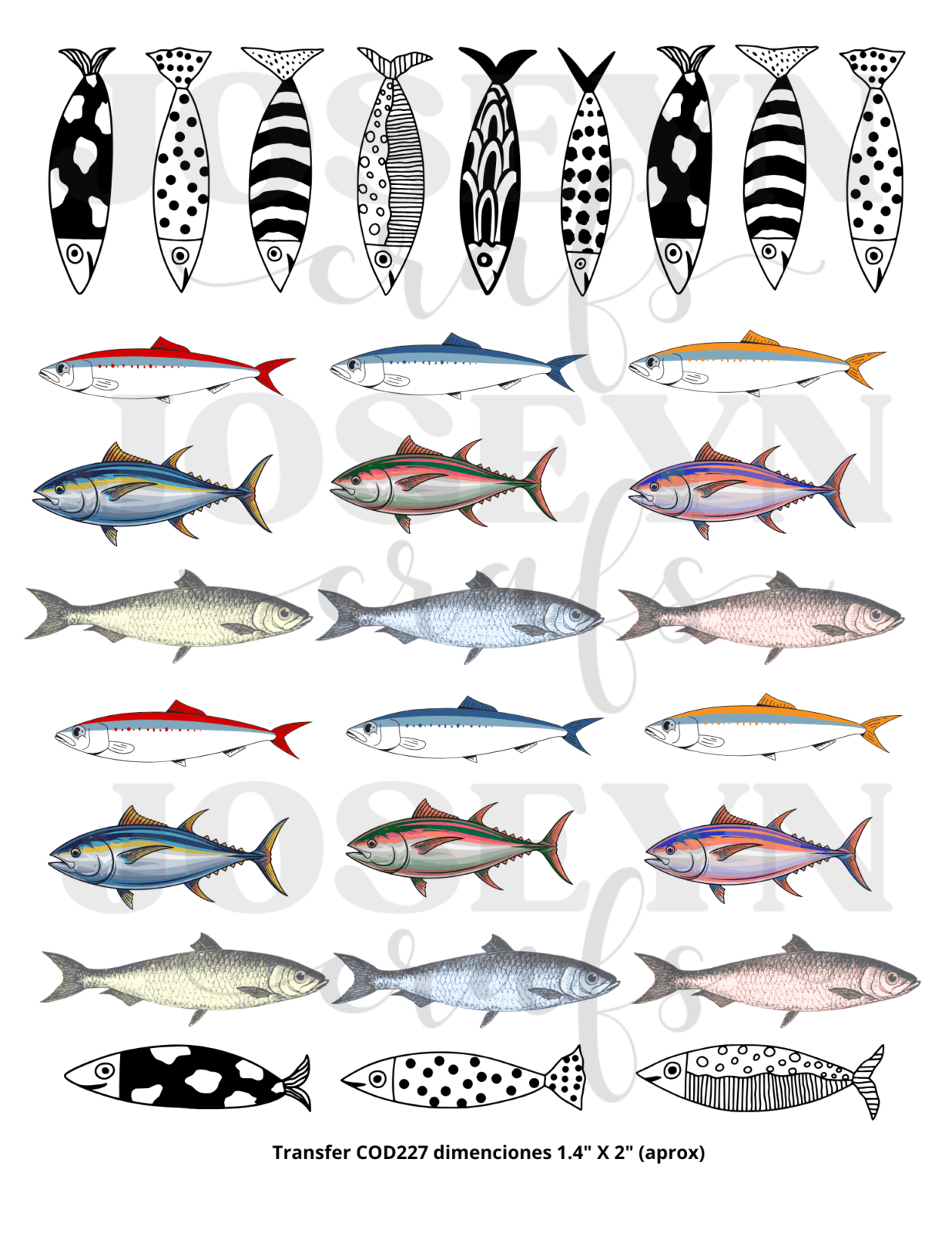 Calcomanía hidrotransferible – Peces Marino-Código227