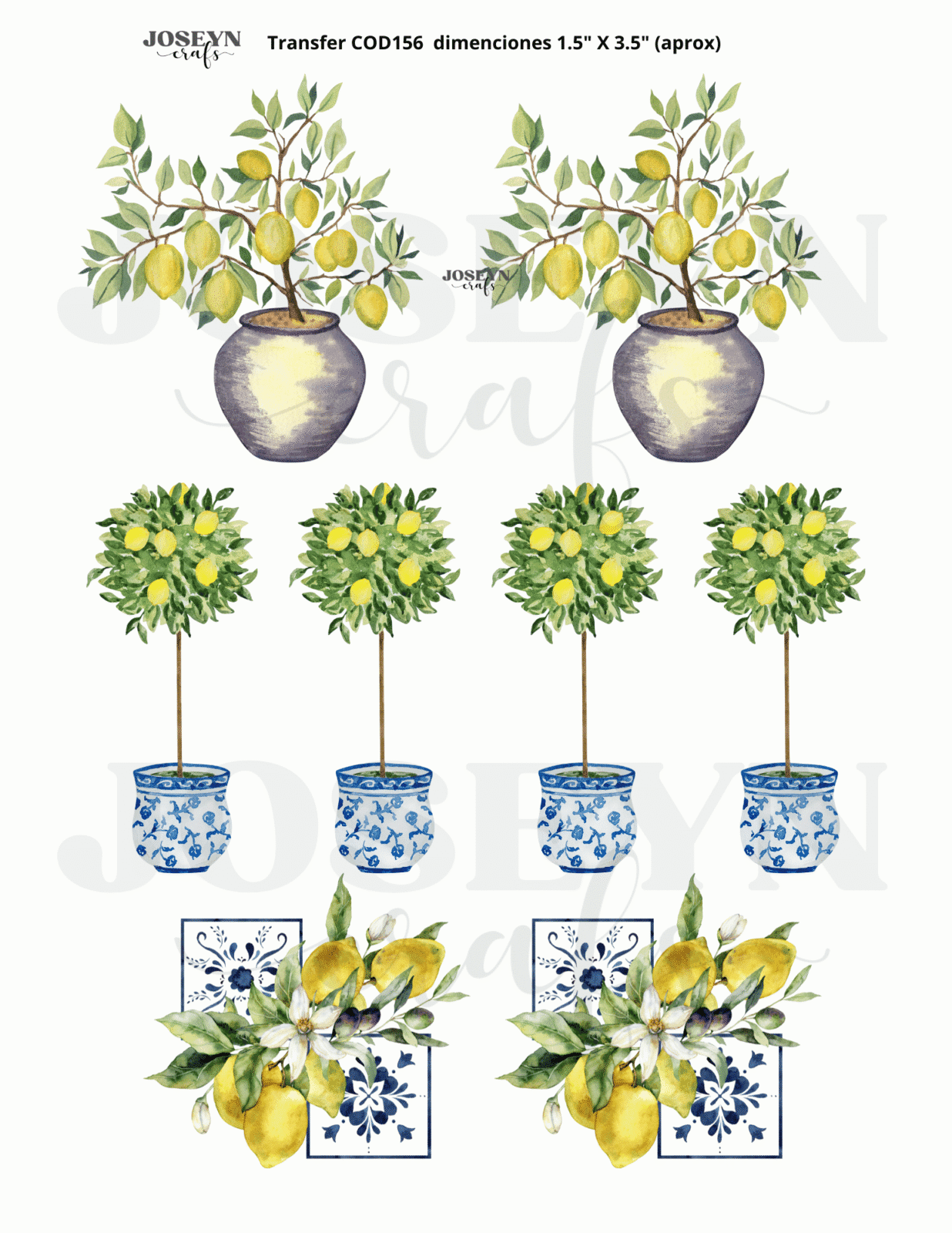 Calcomanía hidrotransferible – Topiario Limones– Código156