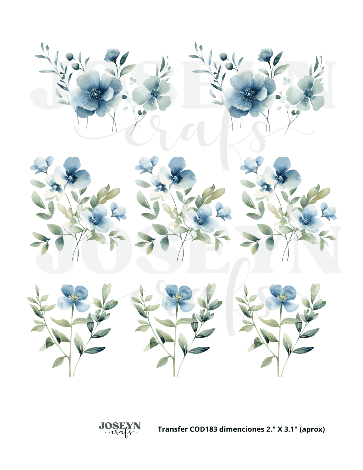 Calcomanía hidrotransferible – Flor Azul05– Código183