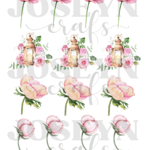 Calcomanía hidrotransferible – Flor y Linterna– Código177