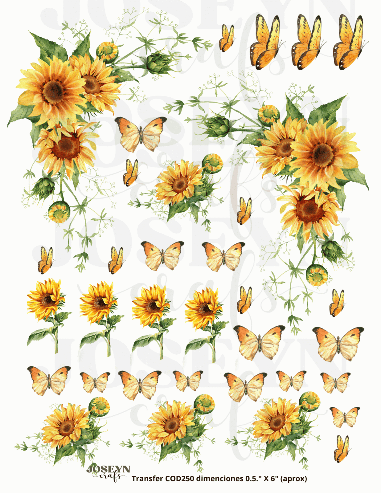 Calcomanía hidrotransferible – Girasoles003– COD250