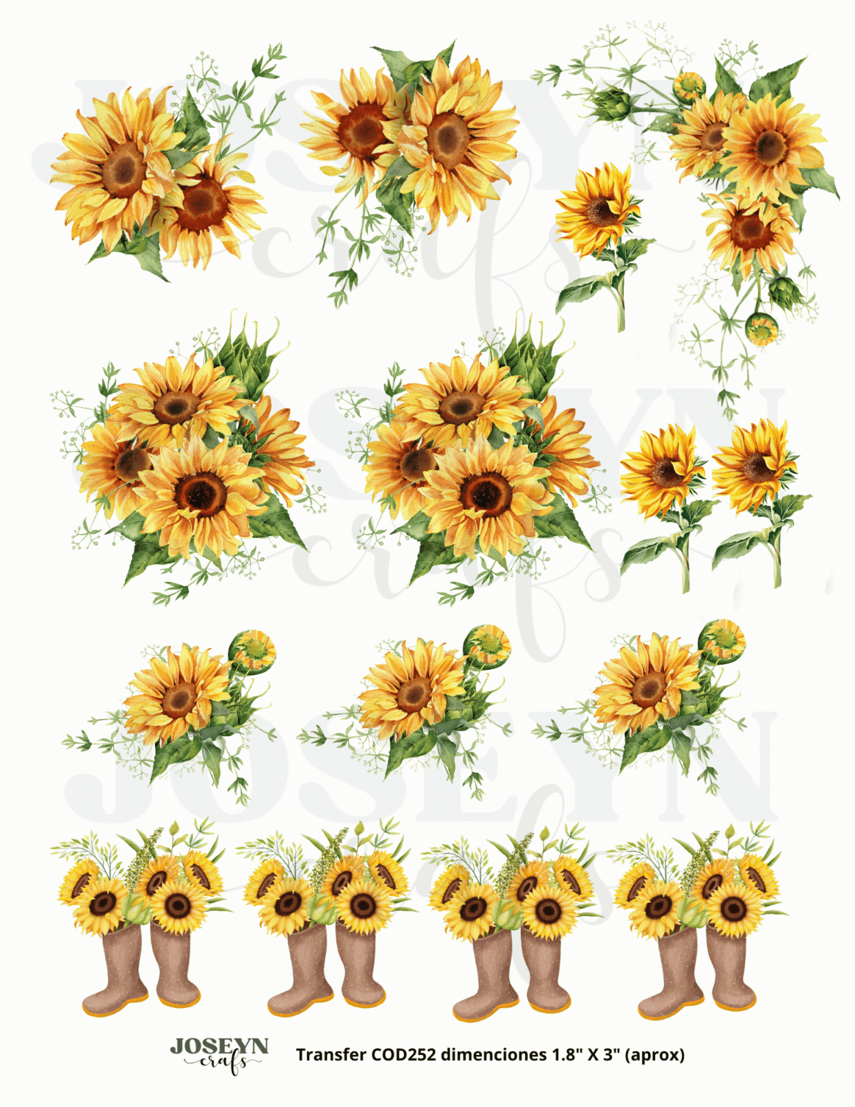 Calcomanía hidrotransferible – Girasoles006–7 COD252-3